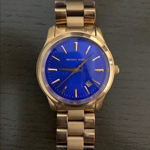Michael Kors Rose Gold/Blue Stainless Steel Watch